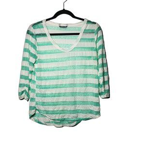 Wallflower Womens Burnout Striped Shirt Size Large Preppy Casual Light